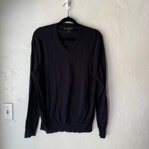 Bloomingdale Vintage 90s V Neck Sweater Black M Cotton Cashmere Preppy
